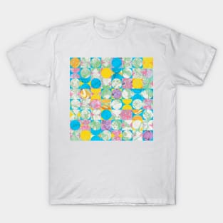 Retro 1960s Psychedelic Bright Circle Pattern Marbled T-Shirt